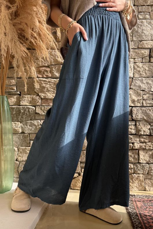Basso Shirring Wide Leg Pant Deep Teal